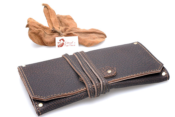 Tobacco Pouch roll-up Genuine Leather brown "Washout"